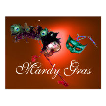 MARDI GRAS MASQUERADE gem orange Post Card