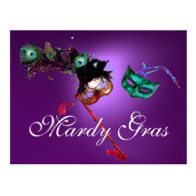 MARDI GRAS MASQUERADE gem purple Post Cards
