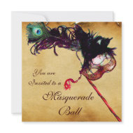 MARDI GRAS MASQUERADE parchment invitation