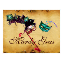 MARDI GRAS MASQUERADE parchment Post Card