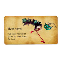 MARDI GRAS MASQUERADE parchment Shipping Label