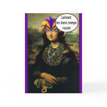 Mardi Gras Mona Lisa Greeting Cards