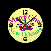 Mardi Gras New Orleans Clock Face wall clocks