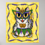 Mardi Gras Party Cat New Orleans Fantasy Art Print posters