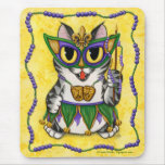 Mardi Gras Party Cat New Orleans Fantasy Mousepad