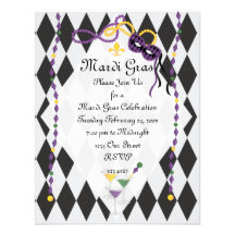 Mardi Gras Party Personalized Announcement