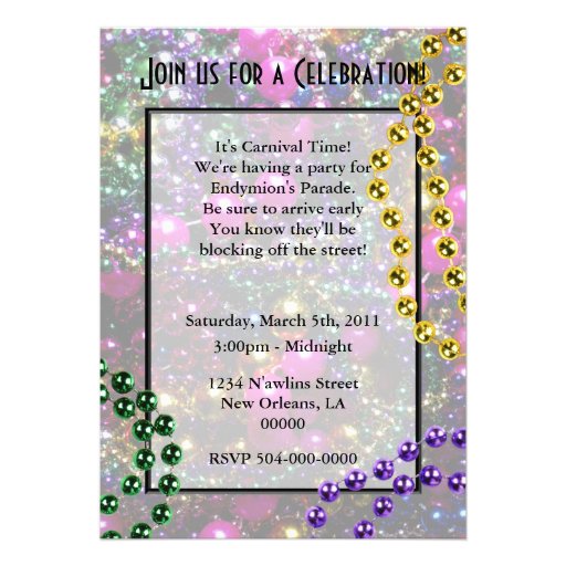 Mardi Gras Party "throws" invitation template
