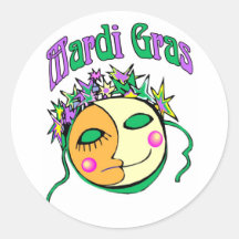 MArdi Gras Round Stickers