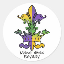 Mardi Gras Royalty Round Stickers