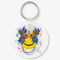 Mardi Gras Smiley Face Keychain