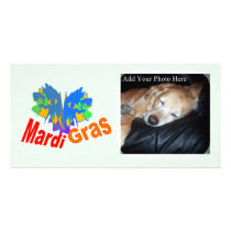 Mardi Gras Split Mask Personalized Photo Card