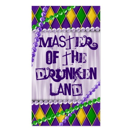 Mardi Gras Themed Beads, Harlequin Diamond Business Card (front side)