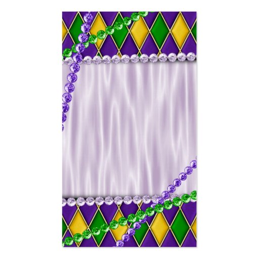 Mardi Gras Themed Beads, Harlequin Diamond Business Card (back side)
