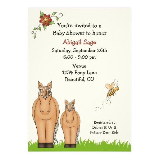 Mare and Foal Baby Shower Invitation for Girls