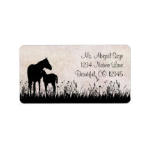 Mare and Foal Horse Address Label