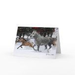 Mare and Foal running in snow cards