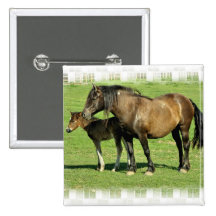 Mare and Foal Square Pin