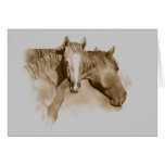 MARE, FOAL: HORSES: ART: SEPIA: REALISM cards