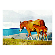 Mare with Foal on the Ridge print