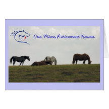 Mares on the Hill - Blue Greeting Card