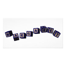 Margaret toy blocks in blue custom photo card