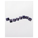 Margaret toy blocks in blue custom letterhead