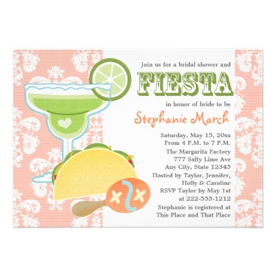 Margarita Fiesta Bridal Shower Invitations Pink