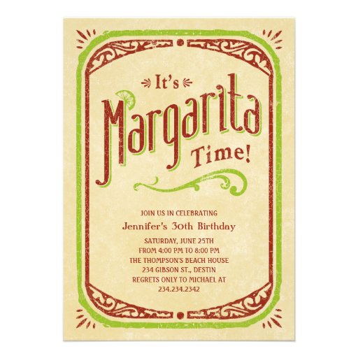 Margarita Invitations - Fiesta Tequila Beach Party
