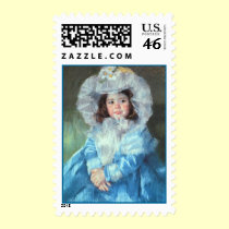 Margot in Blue, Mary Cassatt Postage Stamps by vintagegiftmall Margot in Blue, Mary Cassatt Postage Stamps