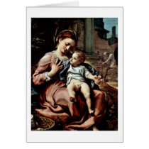 Maria With Basket By Antonio Allegri Da Correggio Cards