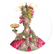 Marie Antoinette and Peacock Stickers Tags