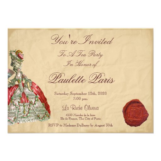 Marie Antoinette Carte Postale Parisian Invitation