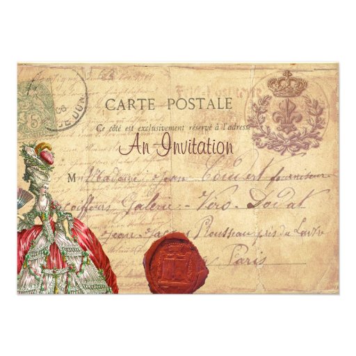 Marie Antoinette Carte Postale Parisian Invitation
