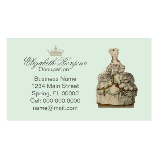Marie Antoinette Dress ~ Business Card (back side)