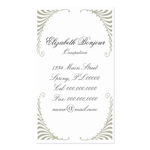 Marie Antoinette Fashion ~ Business Card (back side)