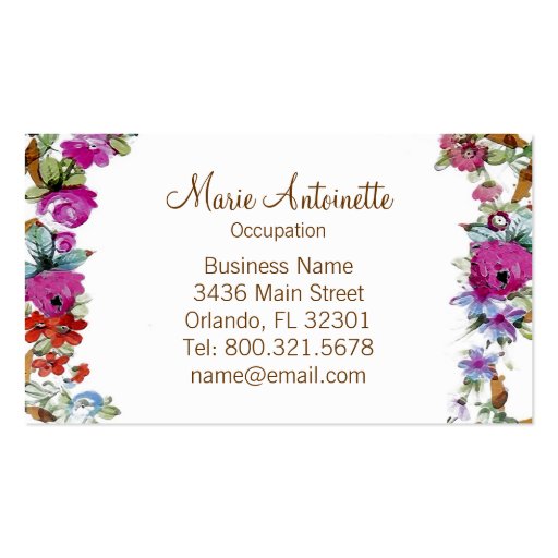 Marie Antoinette in Flowers ~ Business Card (back side)