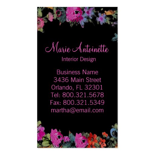 Marie Antoinette in Flowers ~ Business Cards (back side)