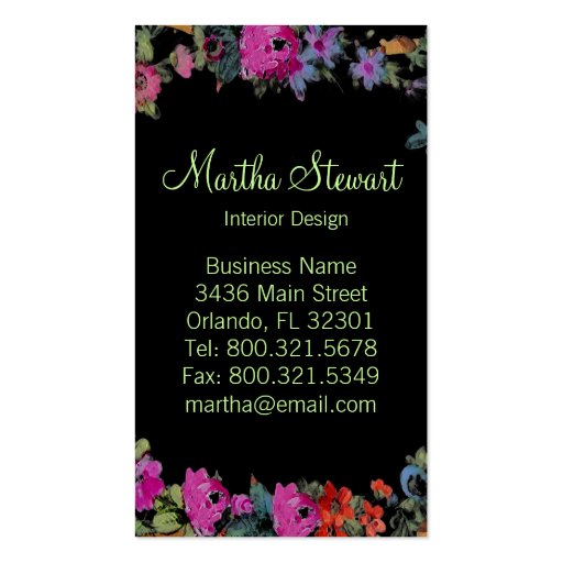 Marie Antoinette in Flowers ~  Business Cards (back side)
