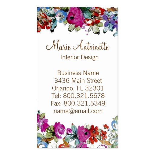 Marie Antoinette in Flowers ~ Business Cards (back side)