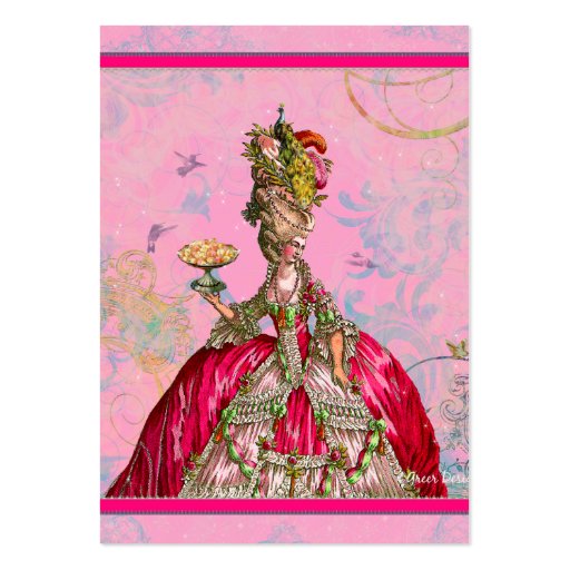 Marie Antoinette in Pink with Peacock Business Card Template