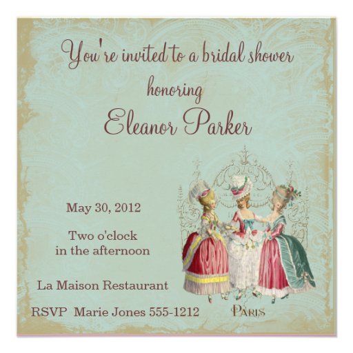 Marie Antoinette Ladies Bridal Shower Invitation