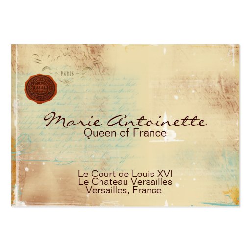 Marie Antoinette Parchment Business Cards (back side)
