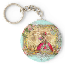 Marie Antoinette Party at Versailles in Aqua Keychains