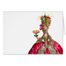 Marie Antoinette peacock and cake Greeting Card