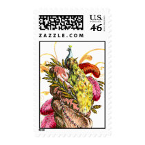 Marie Antoinette peacock and cake Postage
