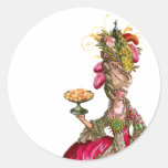 Marie Antoinette peacock and cake Round Sticker
