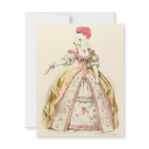 Marie Antoinette Poodle Fashion Plate Stationery invitations
