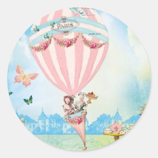 Marie Antoinette Tea at Versailles in a PinkBaloon Round Sticker
