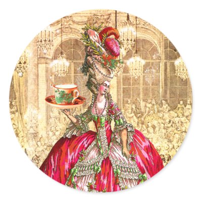 Marie Antoinette Tea Party Christmas Stickers Tags