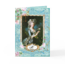 Marie Antoinette with Pink Roses and Lace Card